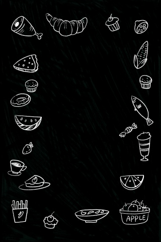 美食黑白简笔黑板画