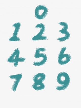 手绘绿色水墨数字元素