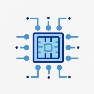 蓝色手绘芯片卡通图标