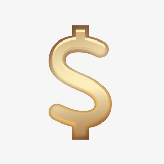 美元金钱$立体渐变金色png图标
