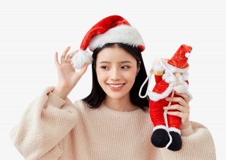 居家圣诞美女