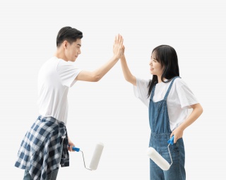 青年男女欢乐装修形象