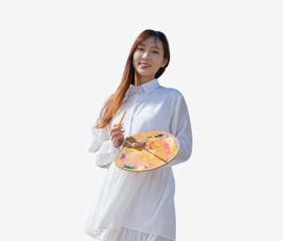 文艺清新美女油画写生