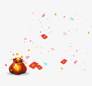 漂浮彩带金币红包钱袋
