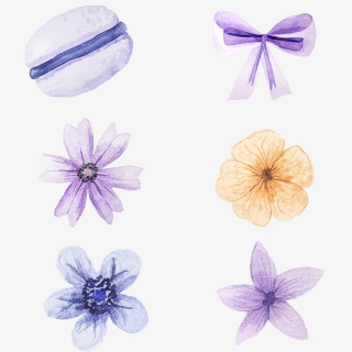 水彩花瓣爱心马卡龙