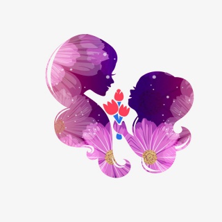 母女花瓣剪影