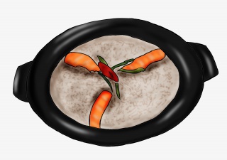 手绘皮蛋瘦肉粥插画