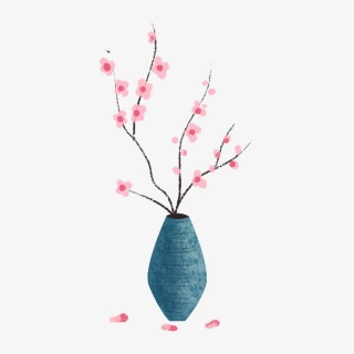 母亲节表白节深色花瓶粉色梅花装饰