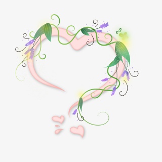 小清新粉嫩春天爱心藤花边框透明素材