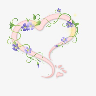 小清新粉嫩春天爱心藤花边框透明素材