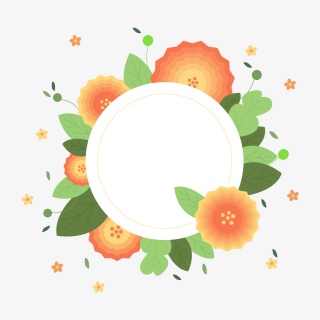 春季暖春花开边框扁平元素png