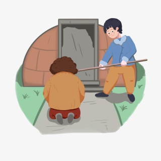 母子清明扫墓祭祖
