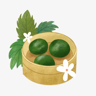 清明节青团蒸笼白花食物