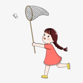 六一儿童节扑蝴蝶的小女孩