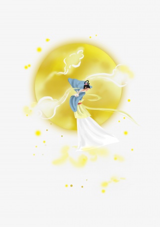 中秋节手绘嫦娥和玉兔