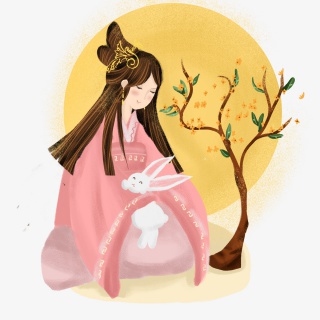 中秋节手绘嫦娥月兔免抠图