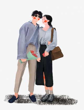七夕情人节之情侣纪念日系列插画