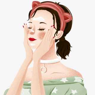 彩绘美容护肤脸部护理人物设计