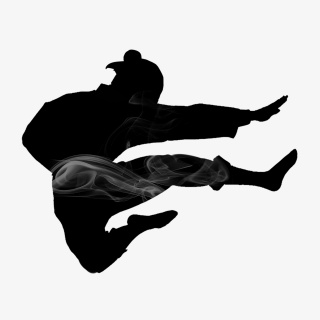 手绘武侠人物武术功夫剪影水墨烟
