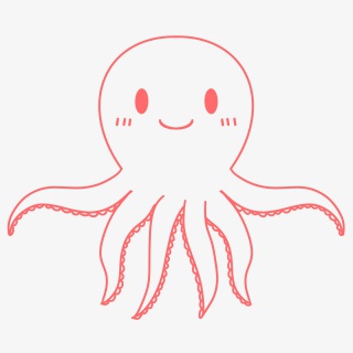 空心线条鱿鱼免抠素材