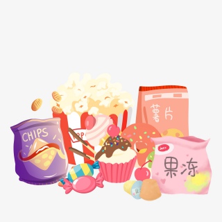 手绘一堆零食