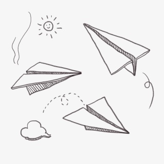 卡通手绘涂鸦线条纸飞机简笔画