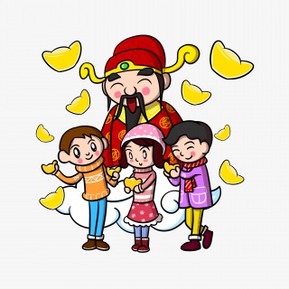 卡通财神爷财运到png透明底