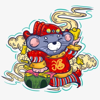鼠年形象国潮财神爷