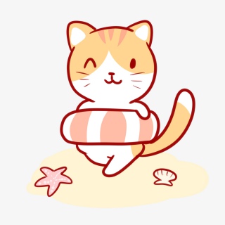 夏日可爱去海边的猫咪