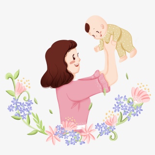 母亲节母爱母婴花朵温情PNG