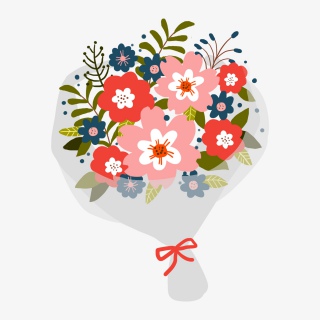 手绘暖色系花朵送礼捧花花束PN