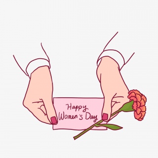 妇女节送卡片和康乃馨插图PNG