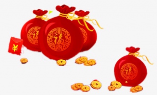 红色福字钱袋素材