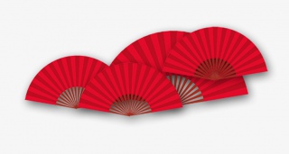 红色扇子节日装饰素材