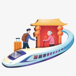 中国传统节日春节春运回家设计元素