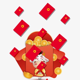 新年红包来袭红包雨简约装饰元素设计