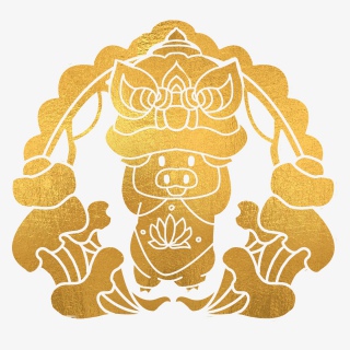 元旦中国风剪纸金色新春