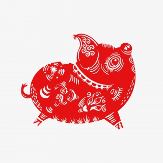 2019年新年春节剪纸猪吉祥物