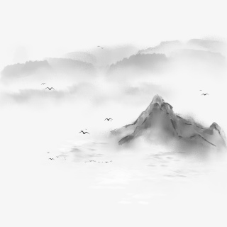 水墨山水鸟类风景