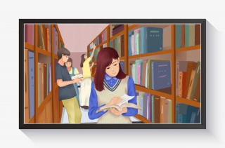 在图书馆学习的学生们