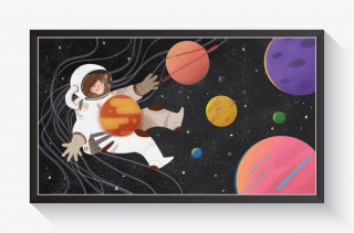太空漫步主题插画