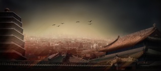 古风城楼唯美合成Banner背景