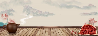 简约水墨山水养生健康食材背景