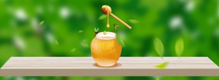 秋季蜂蜜促销清新绿色banner