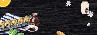日本寿司文艺小清新黑色banner