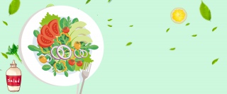 沙拉简约蓝色海报背景banner