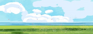 蓝色的天空和草地免抠图