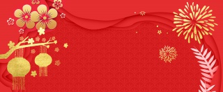 春节红色烫金喜庆猪年背景