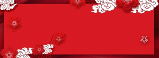中国风花朵祥云简约banner海报