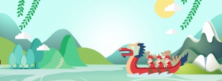 端午节微立体小清新赛龙舟banner
